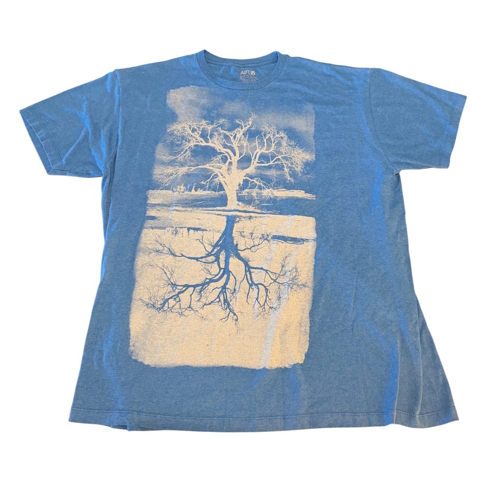 Apt. 9 Mens XXL Blue Graphic Tee Tree Reflection Short Sleeve T-Shirt